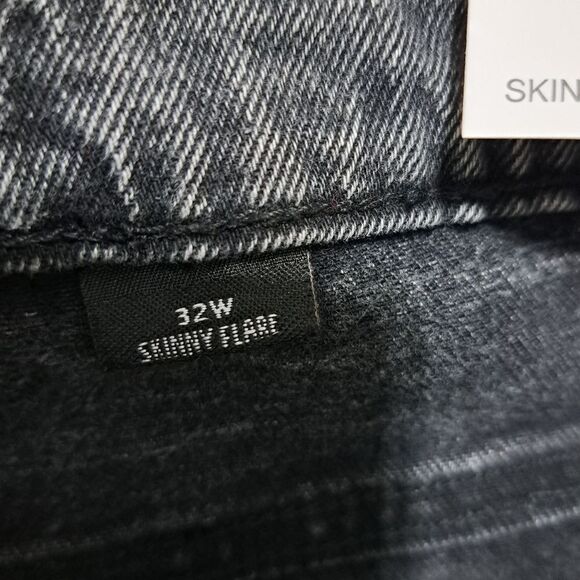 Reason Two Tone Gothic Western Skinny Flare Denim Jeans Size 32W Charcoal NWT - Picture 5 of 13